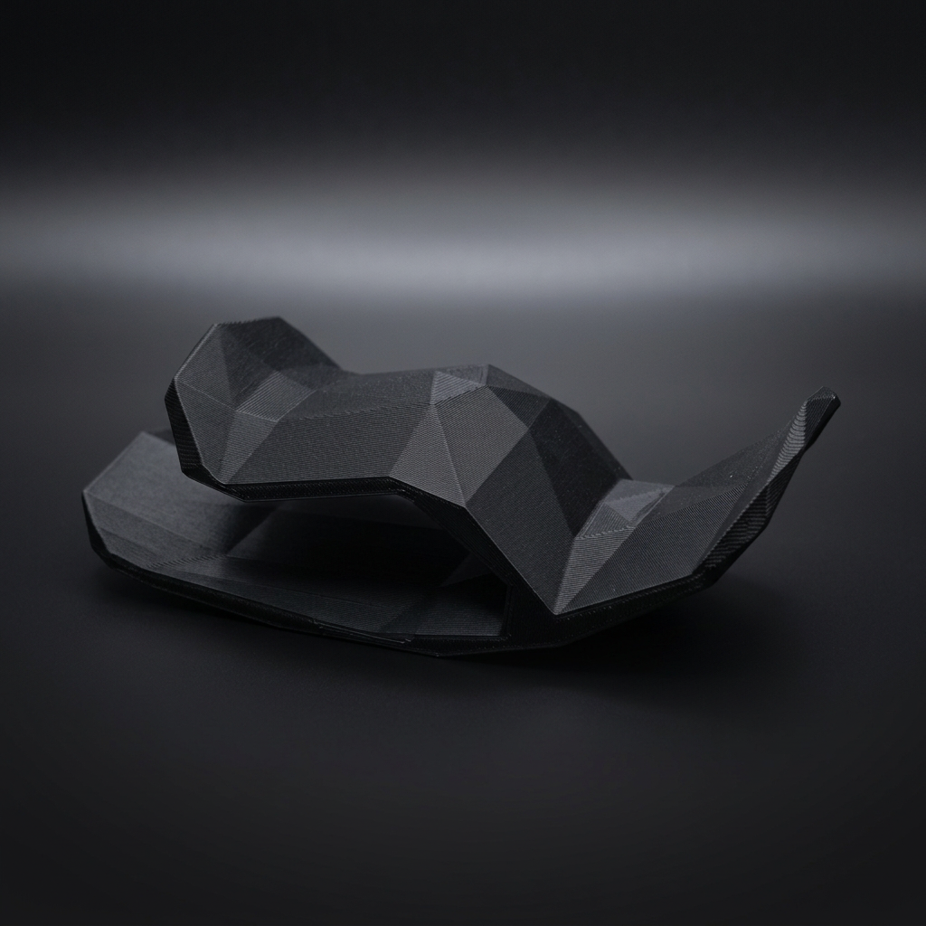 Moderný čierny obuvák s low-poly dizajnom